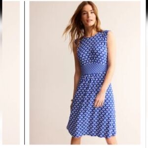 Blue Patterned Sleeveless Dress